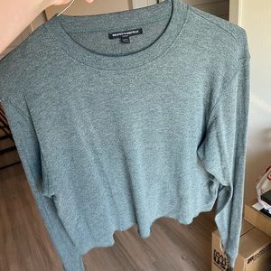 Army Green Brandy Melville Slightly Cropped Light Sweater -One Size